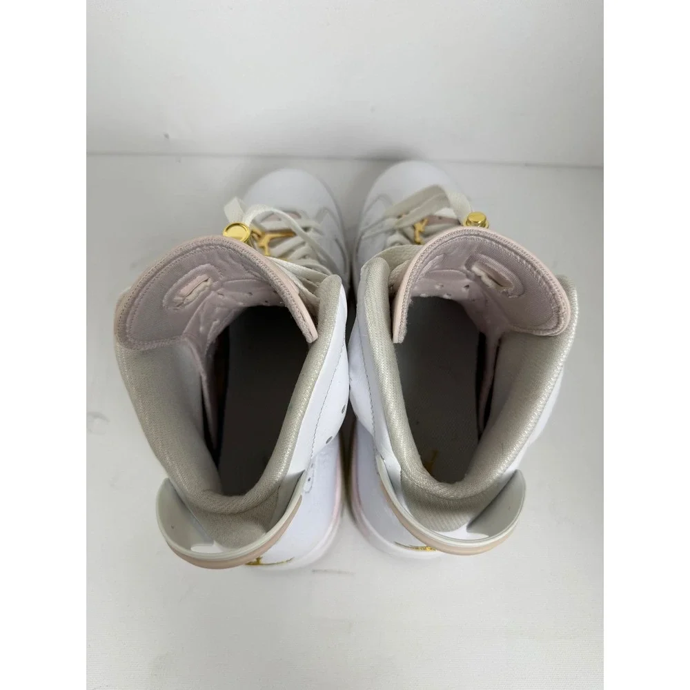 Nike Air Jordan 6 Retro Gold Hoops Women Size 8.5 White Pink Leather DH9696-100